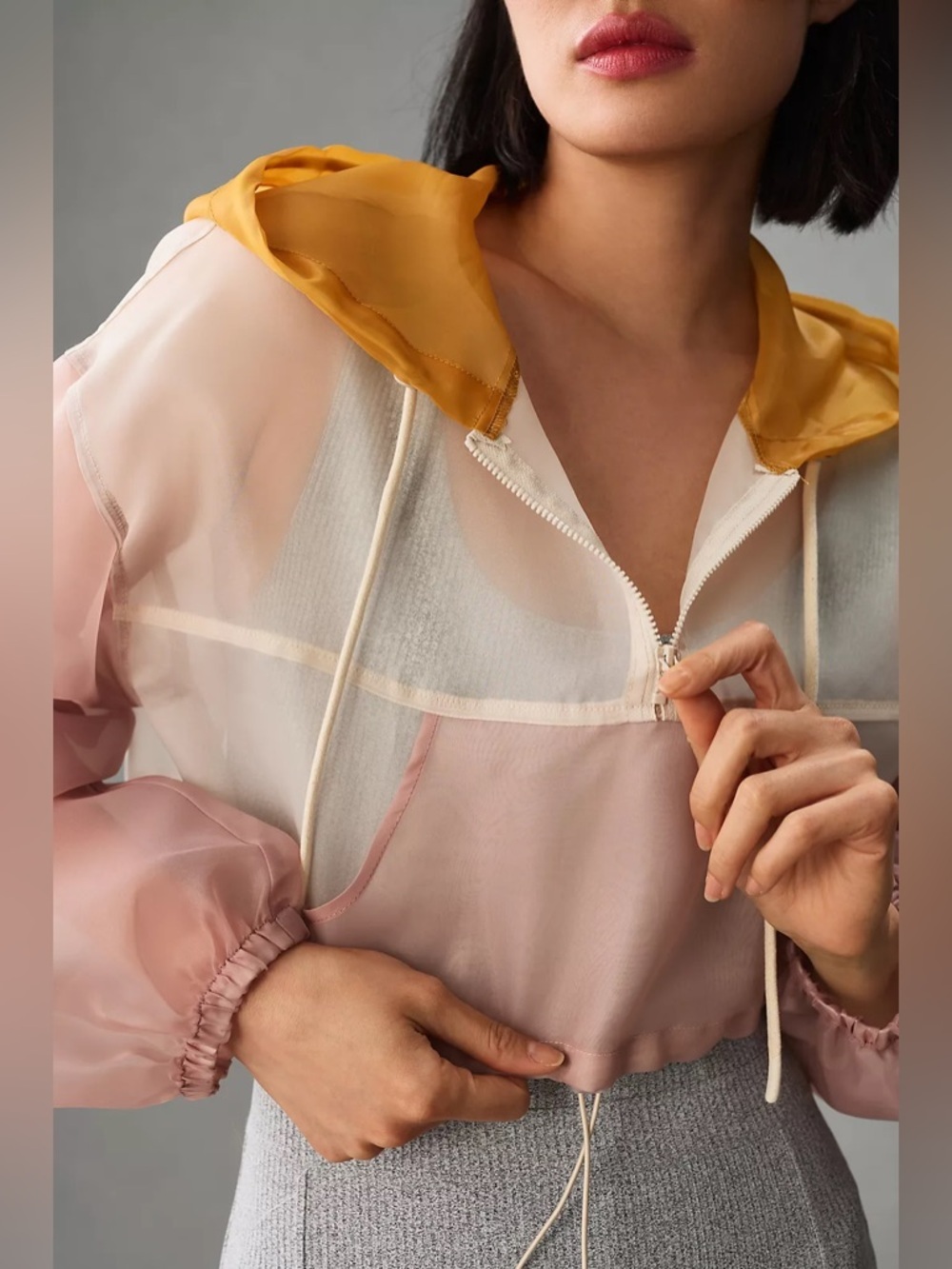 Anthropologie Sporty Sheer Cropped Wind Breaker ONE SIZE